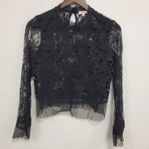 Peach Womens Y2K Fairy Grunge Whimsigoth Lace Top Size M Witchy Gothic Romantic